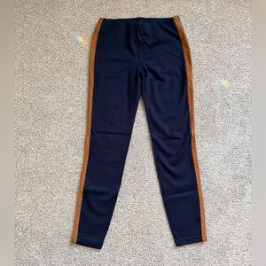 Lauren Ralph Lauren Navy thick leggings with brown Sued Stripe Detail